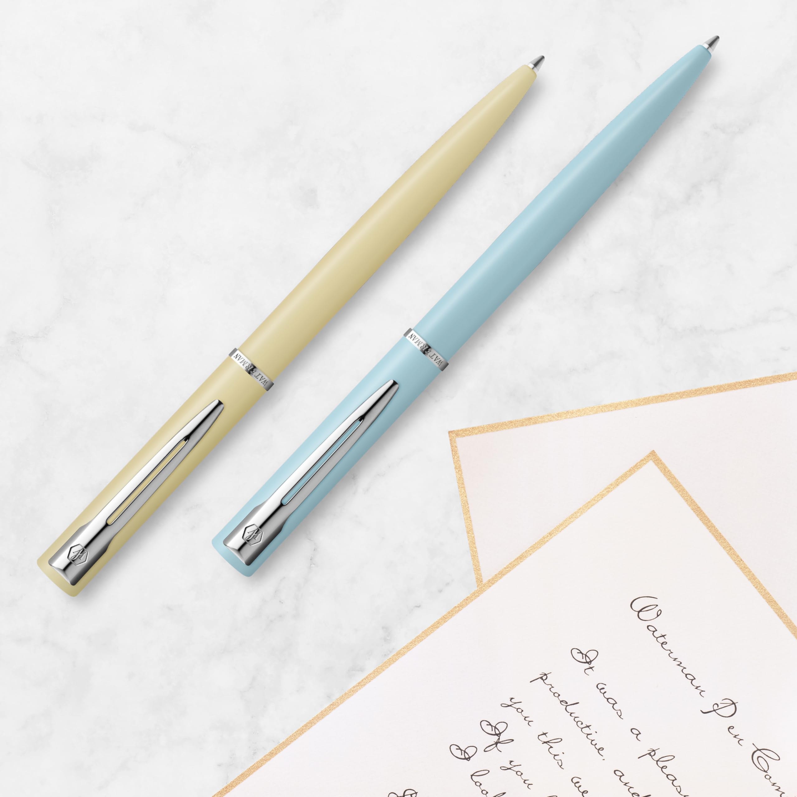 Waterman Allure Ballpoint Pen | Baby Blue Matte Lacquer with Chrome Trim | Medium Point | Blue Ink | With Gift Box
