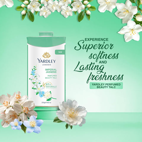 Yardley London Jasmine Perfumed Talcum Powder - 250 g. 8.8 oz, Deodorizing Talc