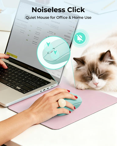 seenda Wireless Mouse for Laptop, 2.4G Noiseless Mouse with USB Receiver - Optical Tracking Portable Computer Mice for Chromebook, PC, Tablet, Windows System, 24 Months Battery Life - Mint Green