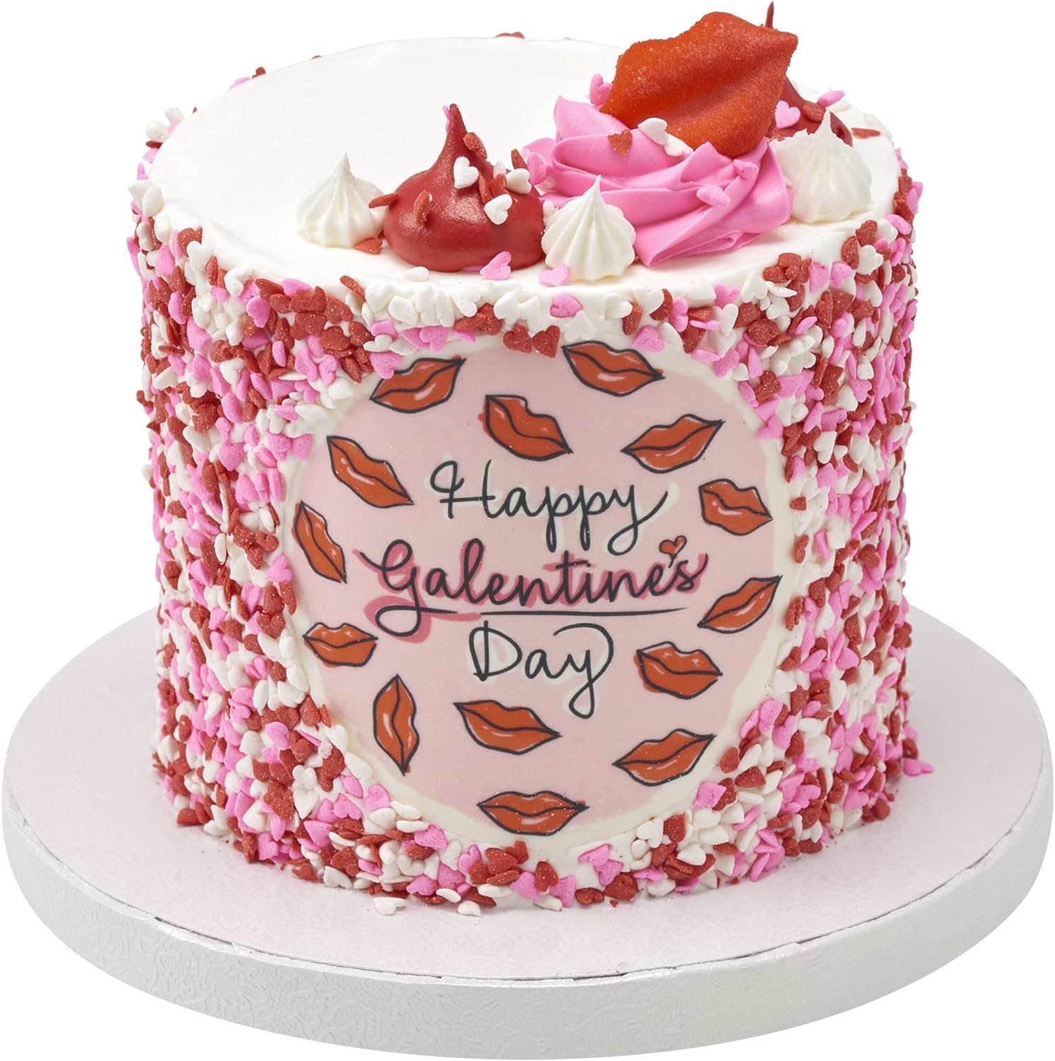 DECOPAC Valentine's Day Quins, 18oz, Fancy Sprinkles In Heart Shapes, Candy Sprinkles in Handheld Container, Edible Sprinkles For Celebration Cakes, Cupcakes, Cookies