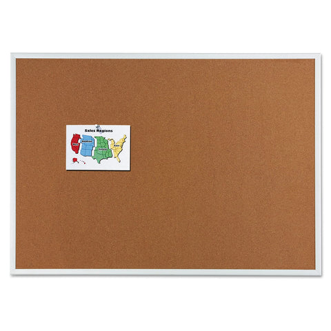 Quartet Cork Bulletin Board 72"W x 48"H Pin Board, Silver Aluminum Frame (2307)