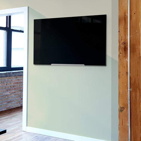 Quartet Dry Erase Board, 85" x 48" Glass Magnetic Whiteboard, Wide Format Horizontal Board, InvisaMount, Black (G8548IMB)