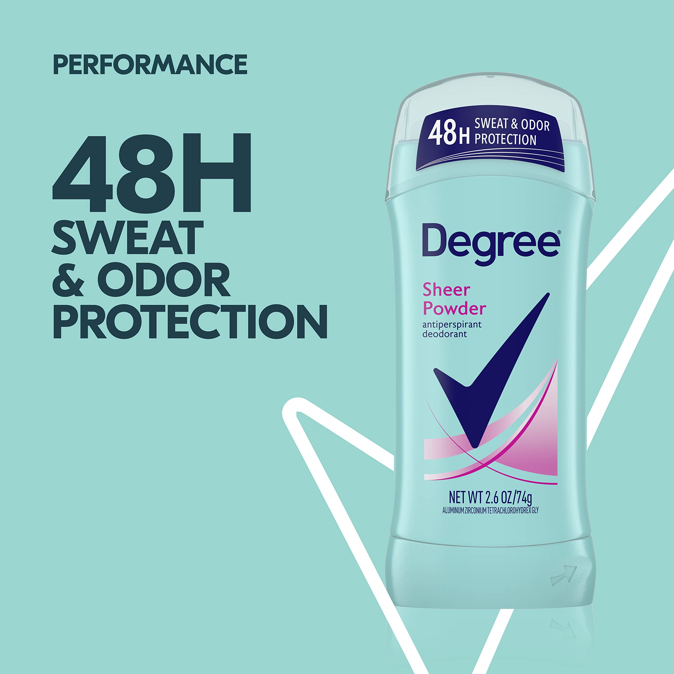 Degree Original Antiperspirant Deodorant 48-Hour Sweat & Odor Protection Sheer Powder Antiperspirant for Women 2.6 oz