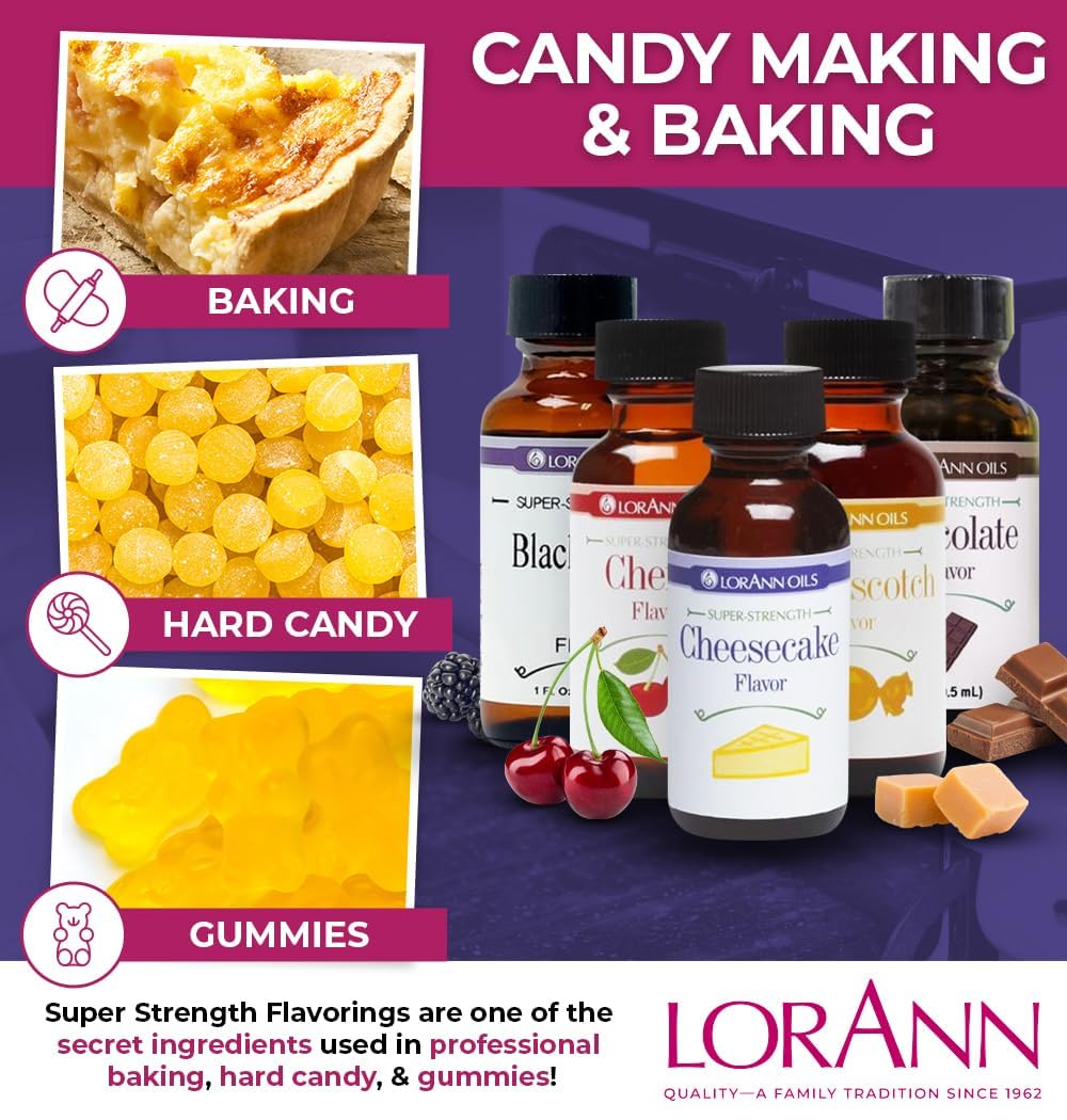 LorAnn Oils Super Strength Flavoring - Used For Candy Making, Flavoring, Baking, Hard Candy, & Flavor Oils - Bold, Natural Flavors 4X Stronger Than Extracts, Cheesecake, Pack of 2, 0.125 fl oz