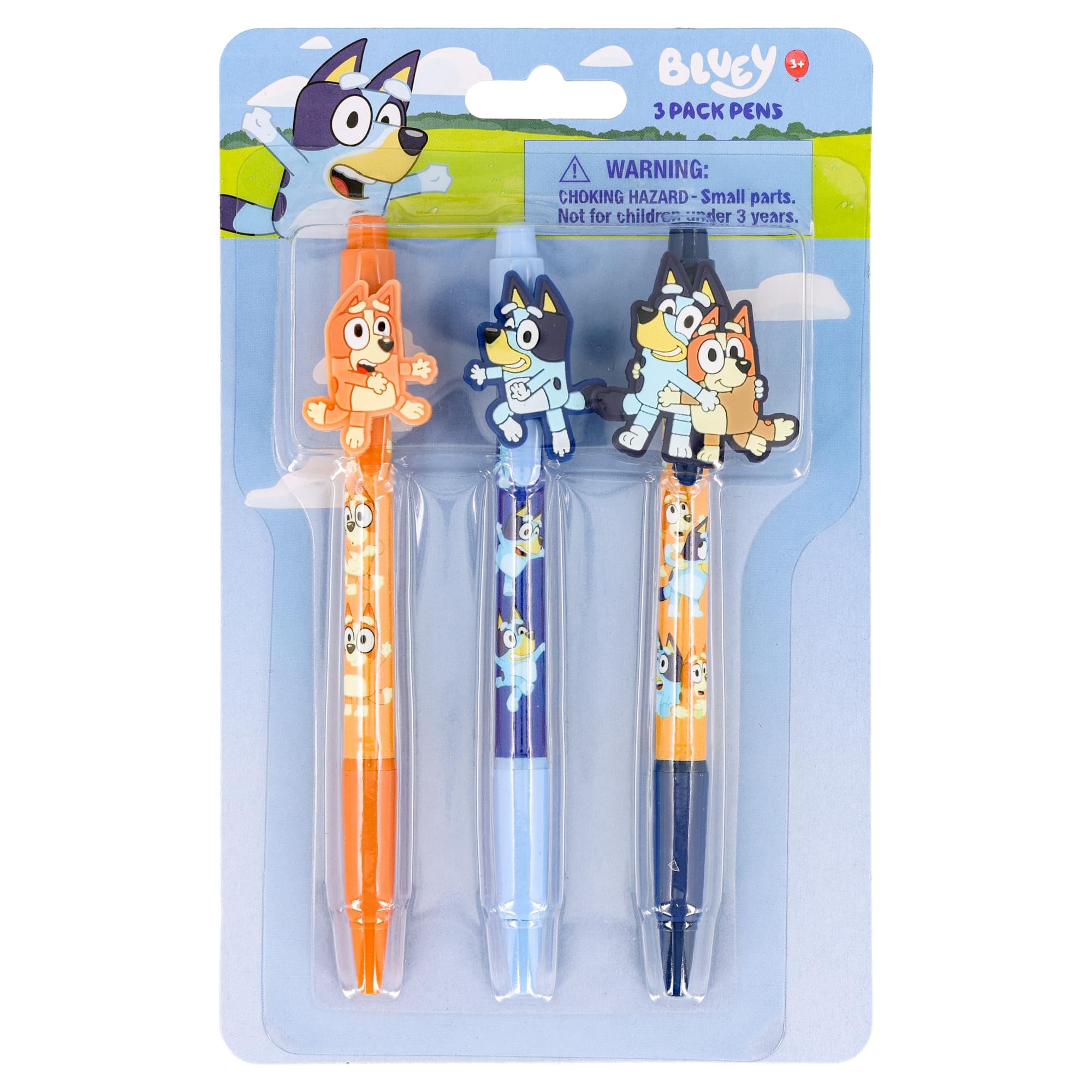 Innovative Designs Bluey and Bingo 3pk Character Pens with Rubber Clips