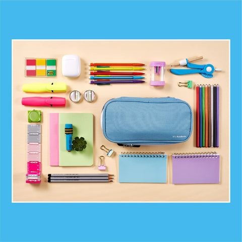 It's Academic Locking Pencil Case, for Office & School Supplies, Travel Organizer Bag, Compact, High Capacity, Light Weight, Blue (24371-BL)
