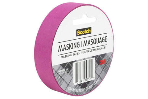 Scotch Expressions Masking Tape, .94 in x 20 yd, 6 Rolls/Pack, Fuchsia (3437-PNK-ESF)