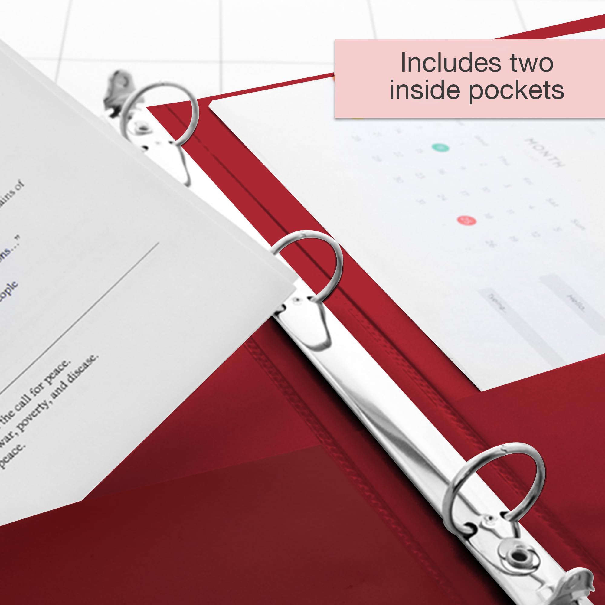 BAZIC 1/2" Burgundy 3-Ring View Binder w/ 2-Pockets