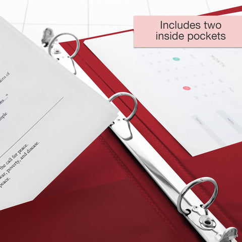 BAZIC 1/2" Burgundy 3-Ring View Binder w/ 2-Pockets