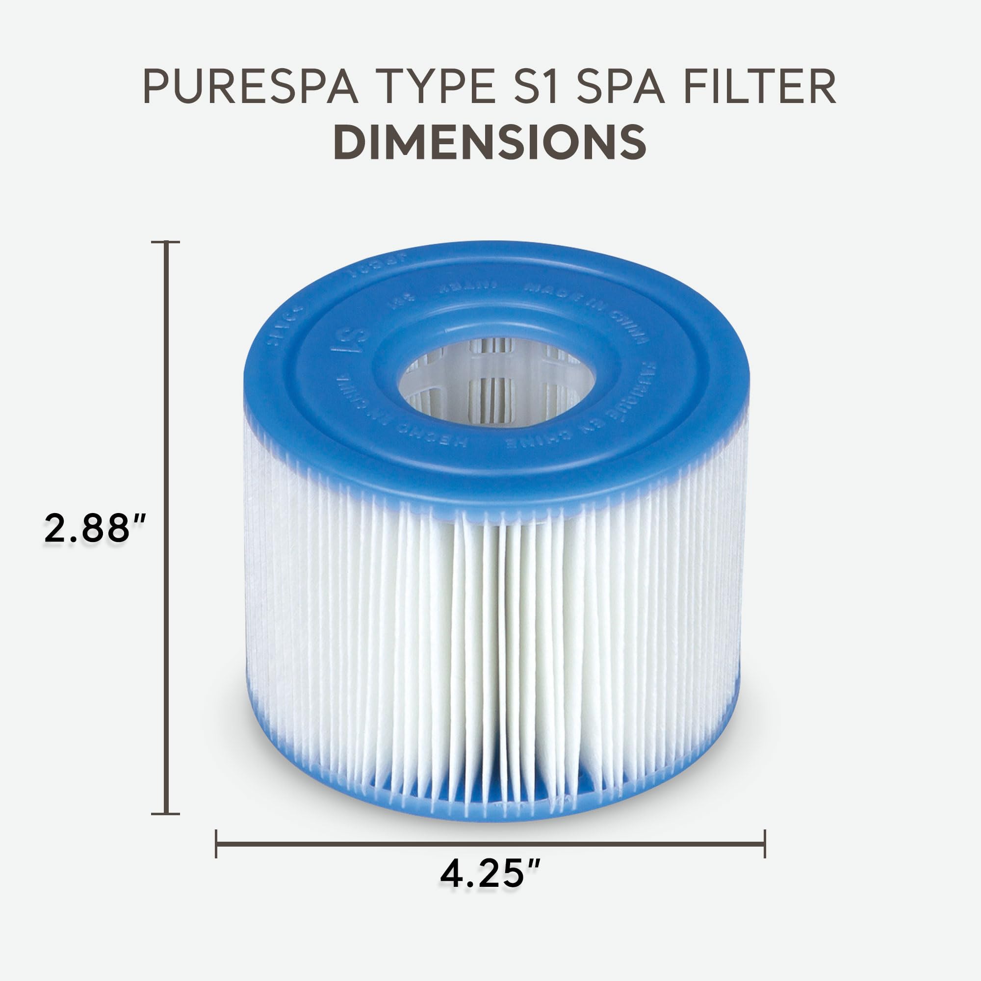 Intex 29001E PureSpa Type S1 Heavy Duty Easy Set Dacron Paper Hot Tub Spa Filter Replacement Cartridge for Various PureSpa Models, 2 Pack