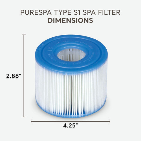 Intex 29001E PureSpa Type S1 Heavy Duty Easy Set Dacron Paper Hot Tub Spa Filter Replacement Cartridge for Various PureSpa Models, 2 Pack