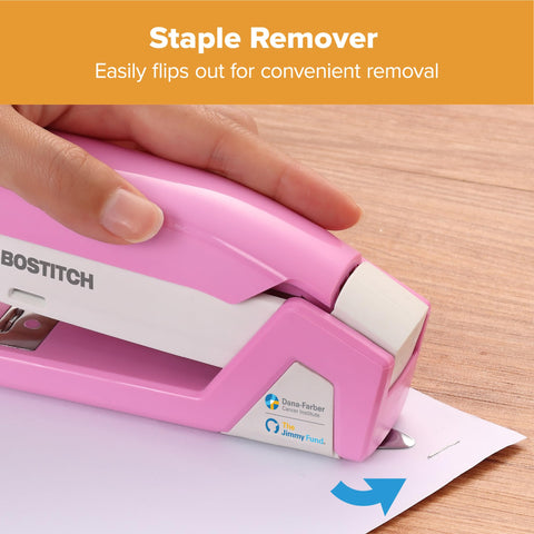 Bostitch Office InCourage Spring-Powered Compact Stapler, 3-in-1, Plastic, Half Strip, 20 Sheet Capacity, BCA Pink (1588)