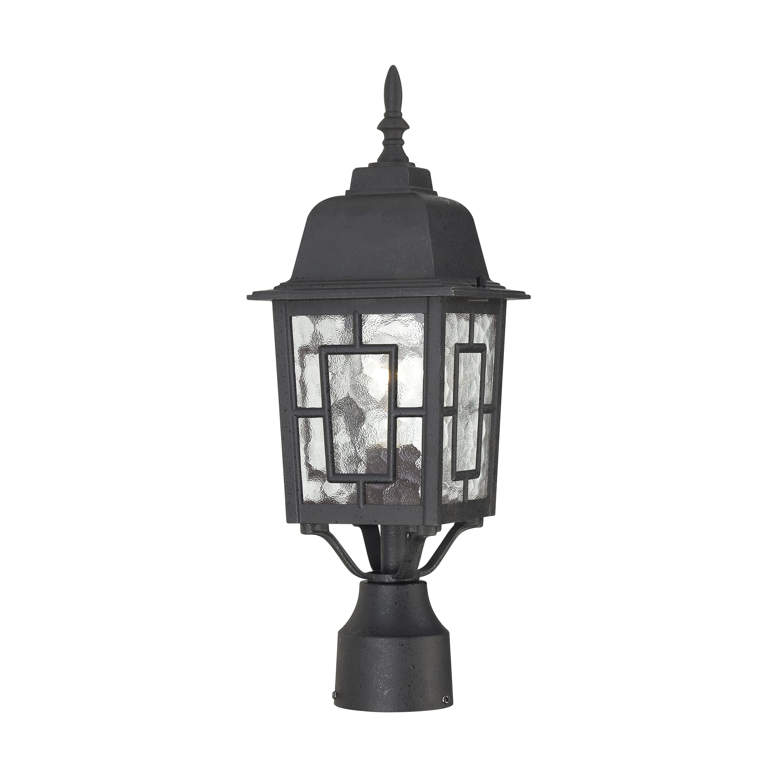 NUVO Lighting 60/4929 Banyan Outdoor Post Lantern Light Fixture with Clear Water Glass, Textured Black