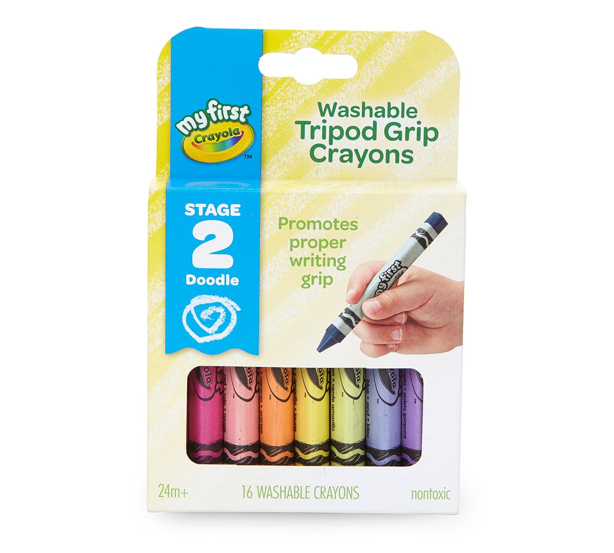 Crayola My First, Washable Tripod Crayons for Toddlers, 16ct