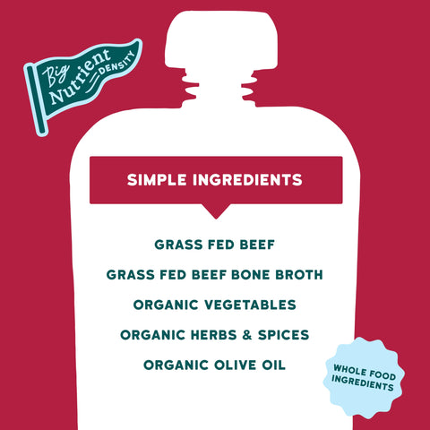 Serenity Kids Bone Broth Puree Made With Organic Veggies | Clean Label Project Purity Award Certified | 3.5 Ounce BPA-Free Pouch | Grass Fed Beef Pot Roast | 1 Count