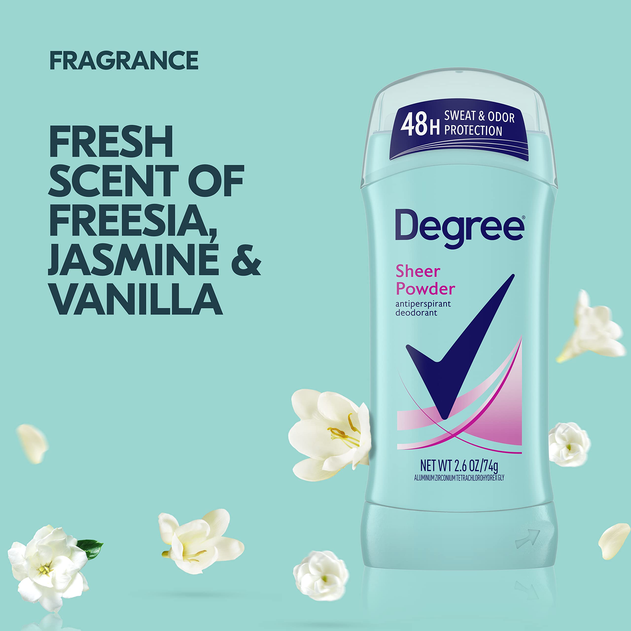 Degree Original Antiperspirant Deodorant 48-Hour Sweat & Odor Protection Sheer Powder Antiperspirant for Women 2.6 oz