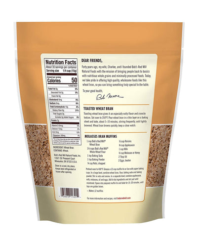 Bob's Red Mill Wheat Bran, 8oz (Pack of 1) - Non GMO, Vegan, Kosher