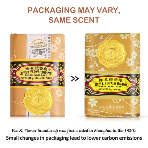 Bee & Flower Soap Bar Sandalwood Soap Moisturizing Bath Bar Soaps Nourishes Your Skin 4.4 oz(Pack of 4)