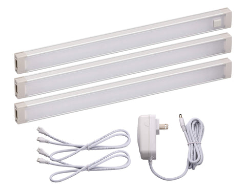 PureOptics LED Under Cabinet Lighting Kit, 3-Bars, 9 Inches Each, DIY Tool-Free Installation, Warm White, 2700K, 1080 Lumens, 15 Watts, Home Accent (LEDUC9-3WK)