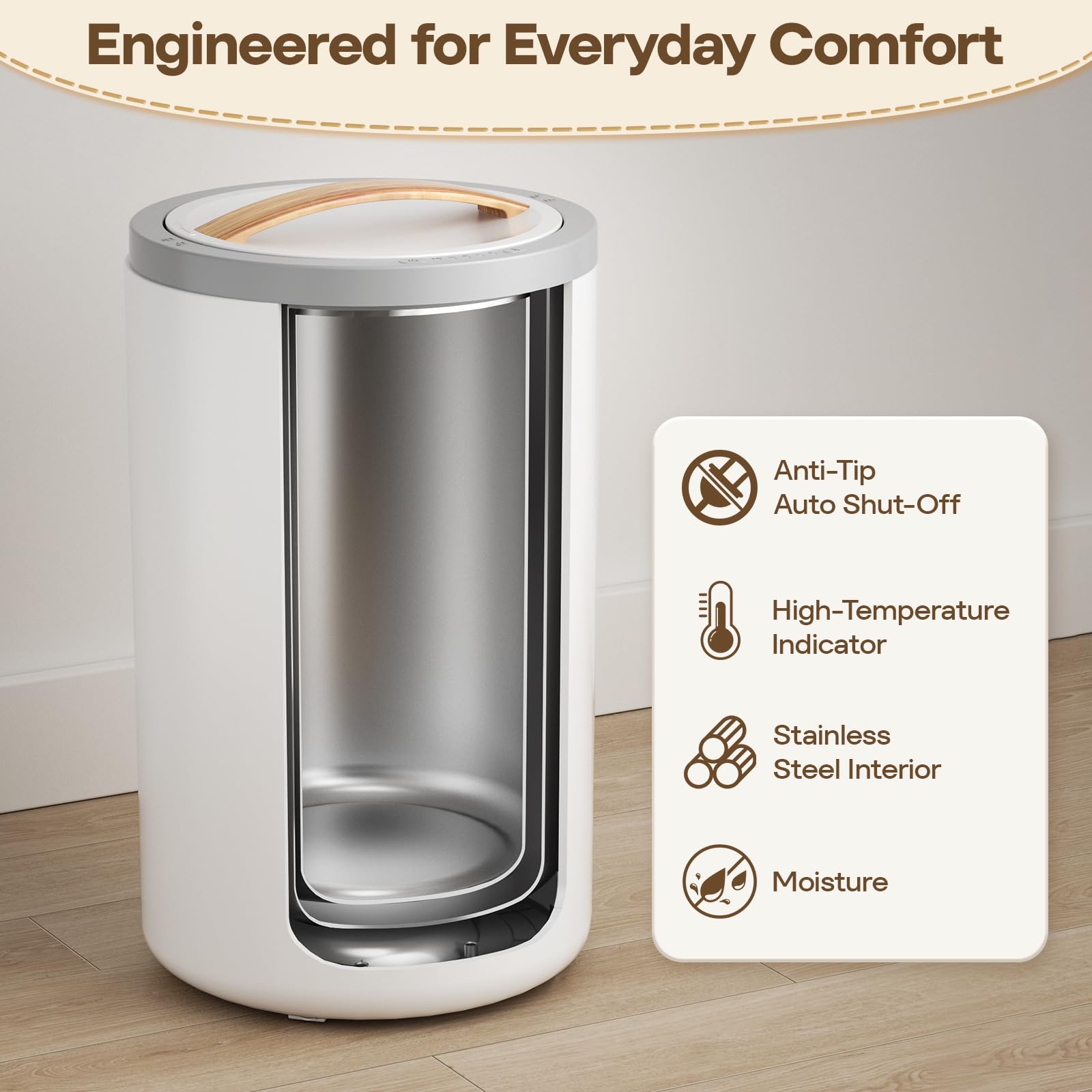 VIPBATH 20L Luxury Towel Warmer for Bathroom, Dual Heat, 30/60/90 Min Presets, Stainless Steel Interior, Tip-Over Auto Shut-Off, Includes 12 Fragrance Discs, Perfect Spa Gift for Home