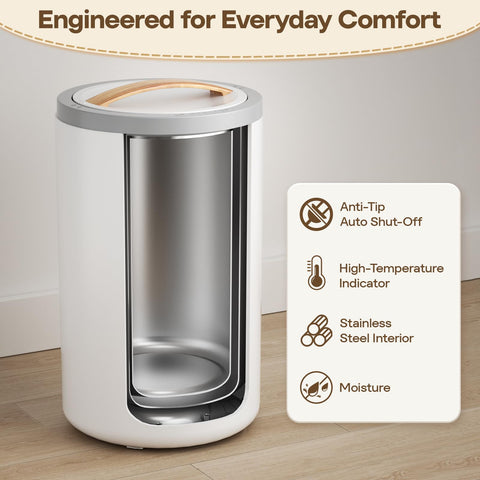 VIPBATH 20L Luxury Towel Warmer for Bathroom, Dual Heat, 30/60/90 Min Presets, Stainless Steel Interior, Tip-Over Auto Shut-Off, Includes 12 Fragrance Discs, Perfect Spa Gift for Home