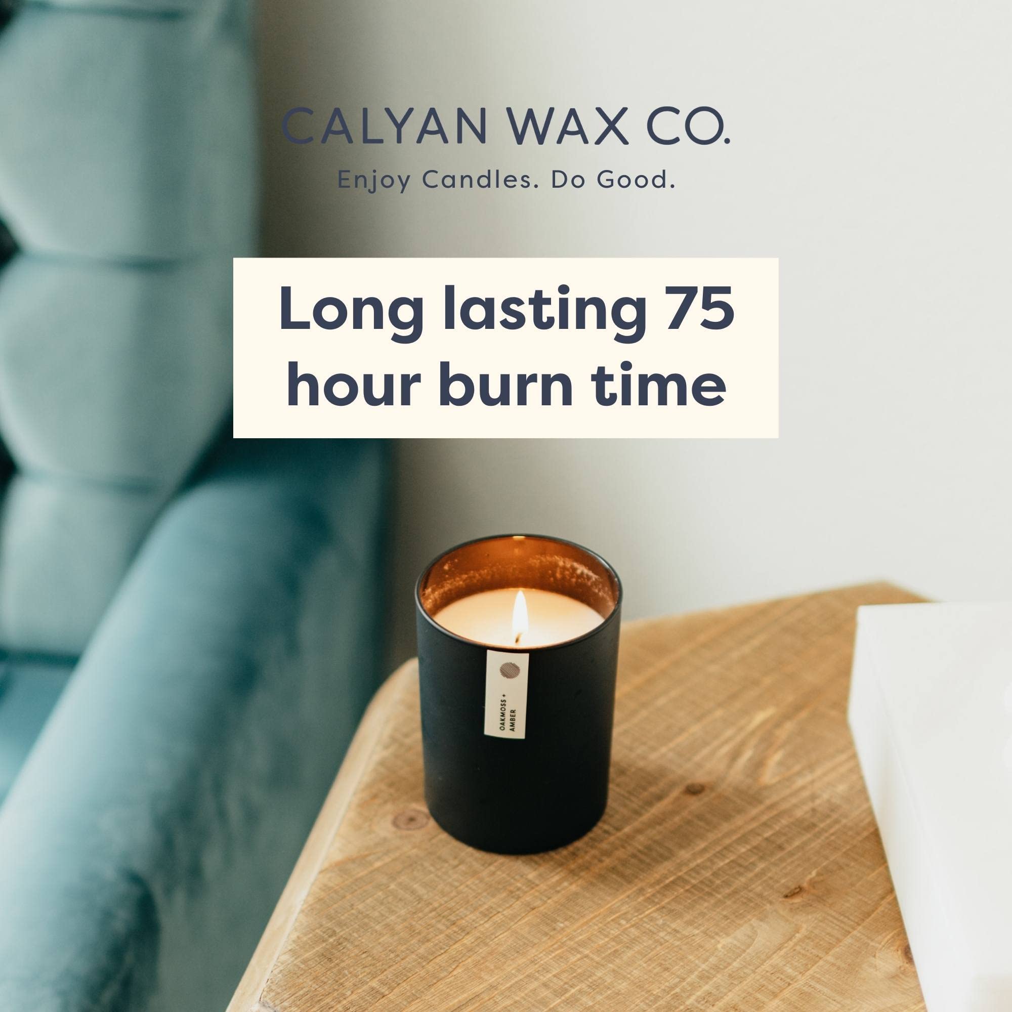 Calyan Wax Co. Lavender & Bergamot Scented Candle - 75 Hour Burn - Luxury Clean Soy Wax Candles - Long Lasting Black Tumbler Jar Candle for Home - 10.2oz