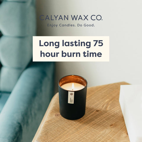 Calyan Wax Co. Lavender & Bergamot Scented Candle - 75 Hour Burn - Luxury Clean Soy Wax Candles - Long Lasting Black Tumbler Jar Candle for Home - 10.2oz