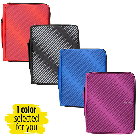 Five Star 2 Inch Zipper Binder, 3 Ring Binder, 6-Pocket Expanding File, Durable, Color Selected for You, 1 Count (29592)