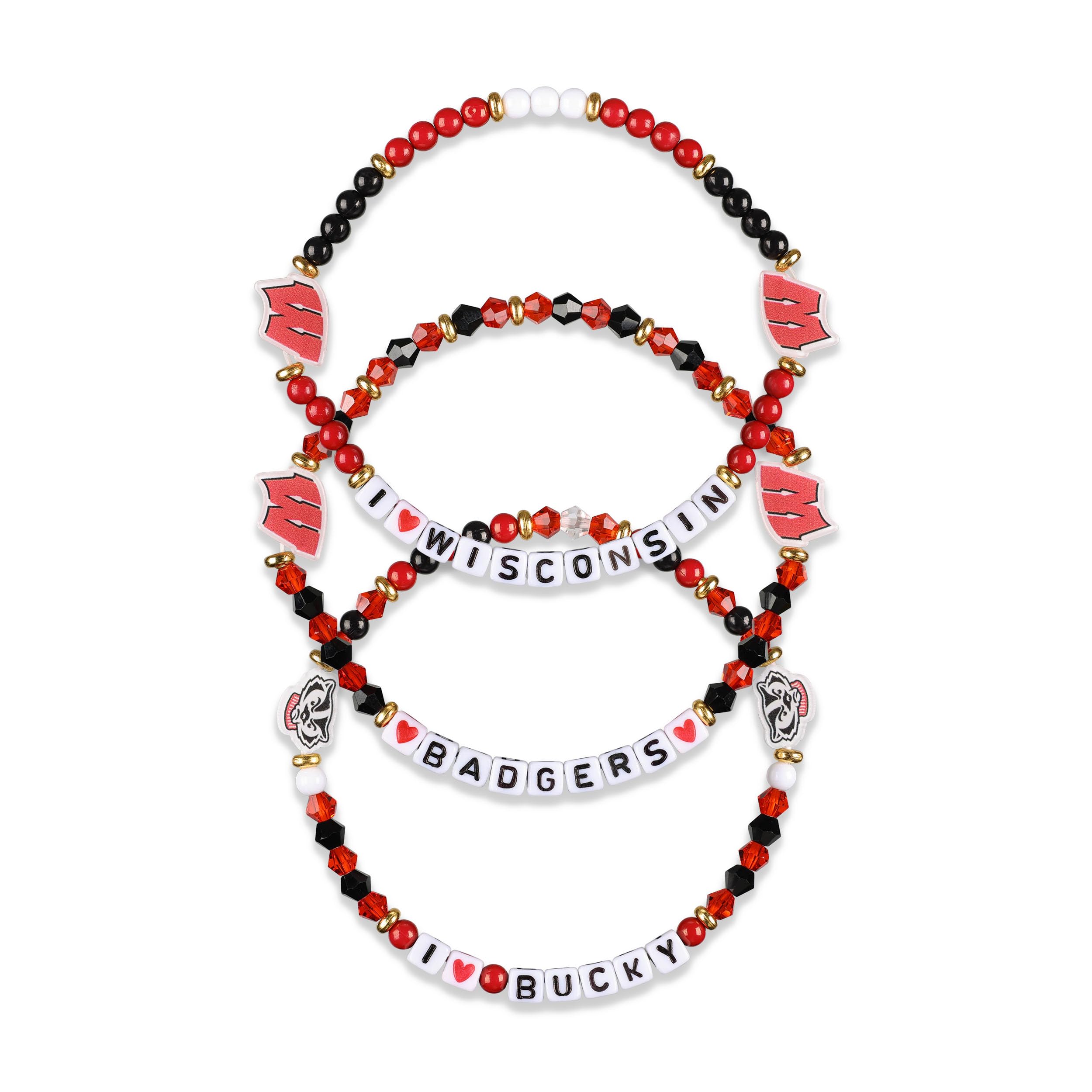FOCO Wisconsin Badgers NCAA 3 Pack Team Friendship Bracelet