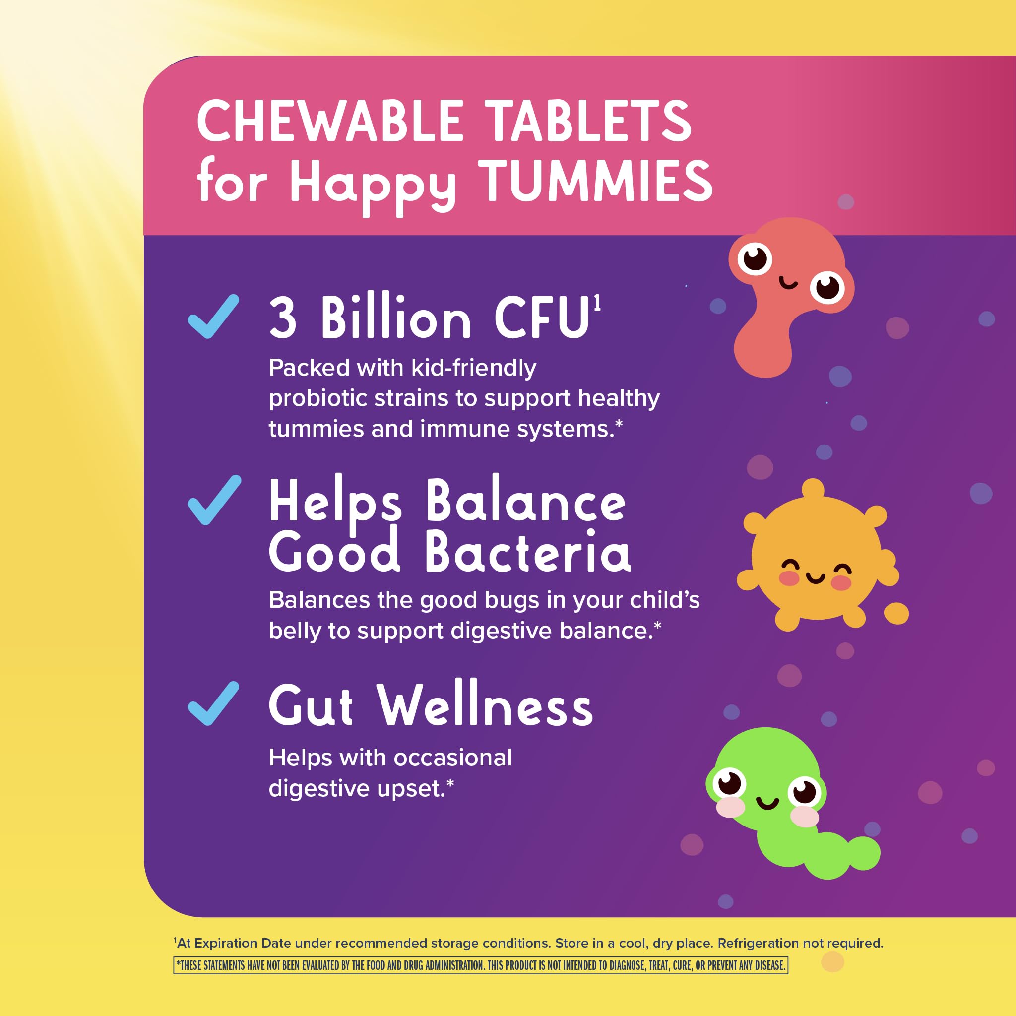 Renew Life Kids Probiotic Chewables, Supports Digestive & Immune Health, Prebiotics & Probiotics, Raspberry, 30 Chewable Tablets