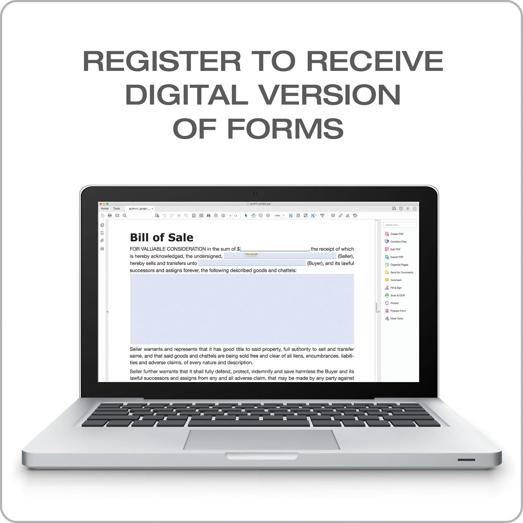 Adams Bill of Sale Forms Pack, Includes 2 Motor Vehicle and 2 General Bills of Sale, 8.5 x 11 Inches, White (ALFP111)