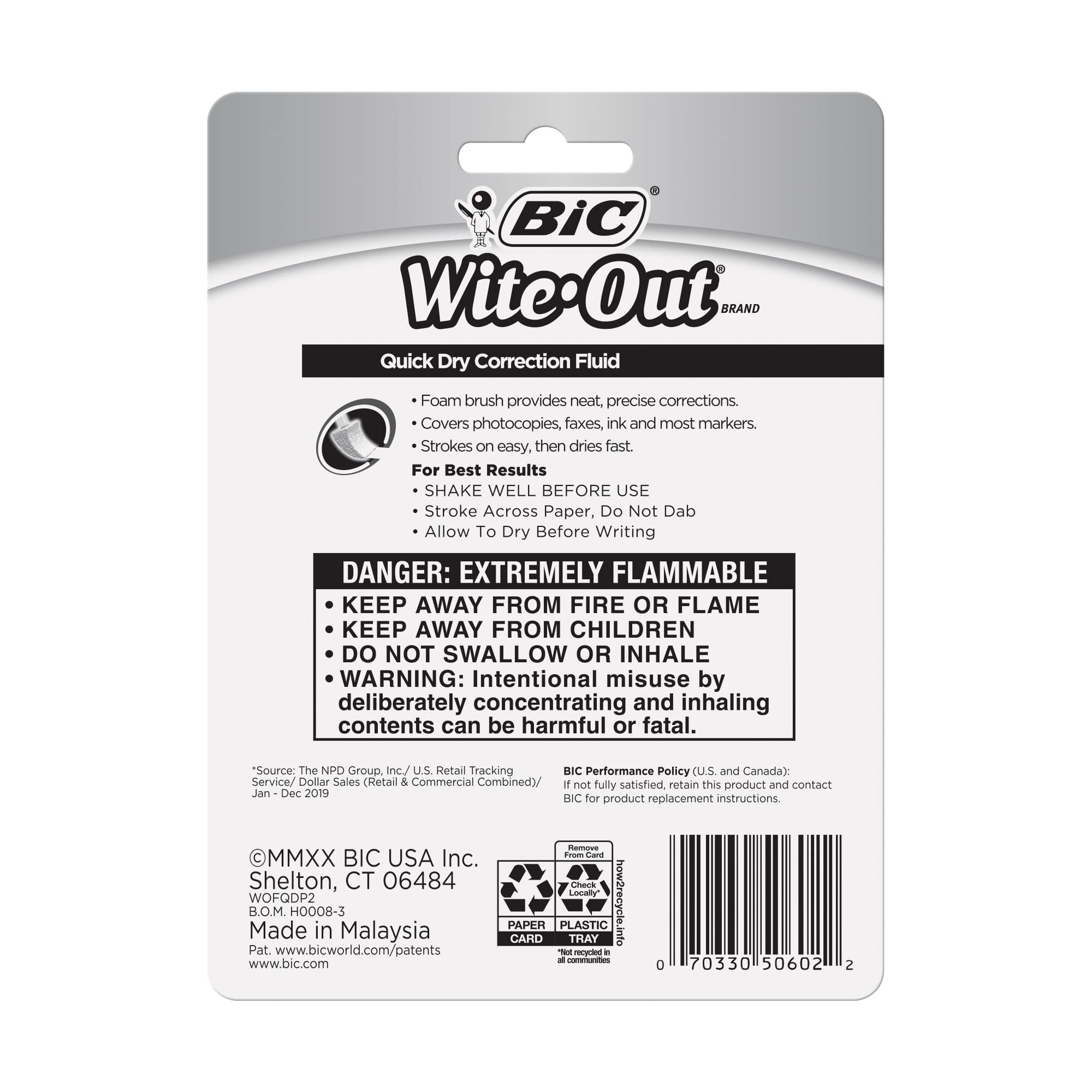 Bic Wite-Out Quick Dry Correction Fluid - 2 pack - white color writeout - white-out