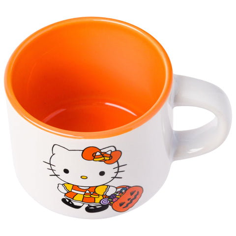 Silver Buffalo Sanrio Hello Kitty Halloween Themed 4 pack Ceramic Espresso Set with Storage Rack, 3 Ounces