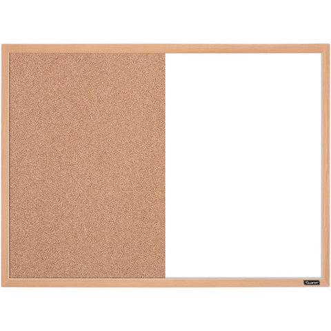 Quartet Combination Whiteboard & Corkboard, 23" x 17", Combo White Board & Cork Board, Oak Finish Frame (35-380402Q)