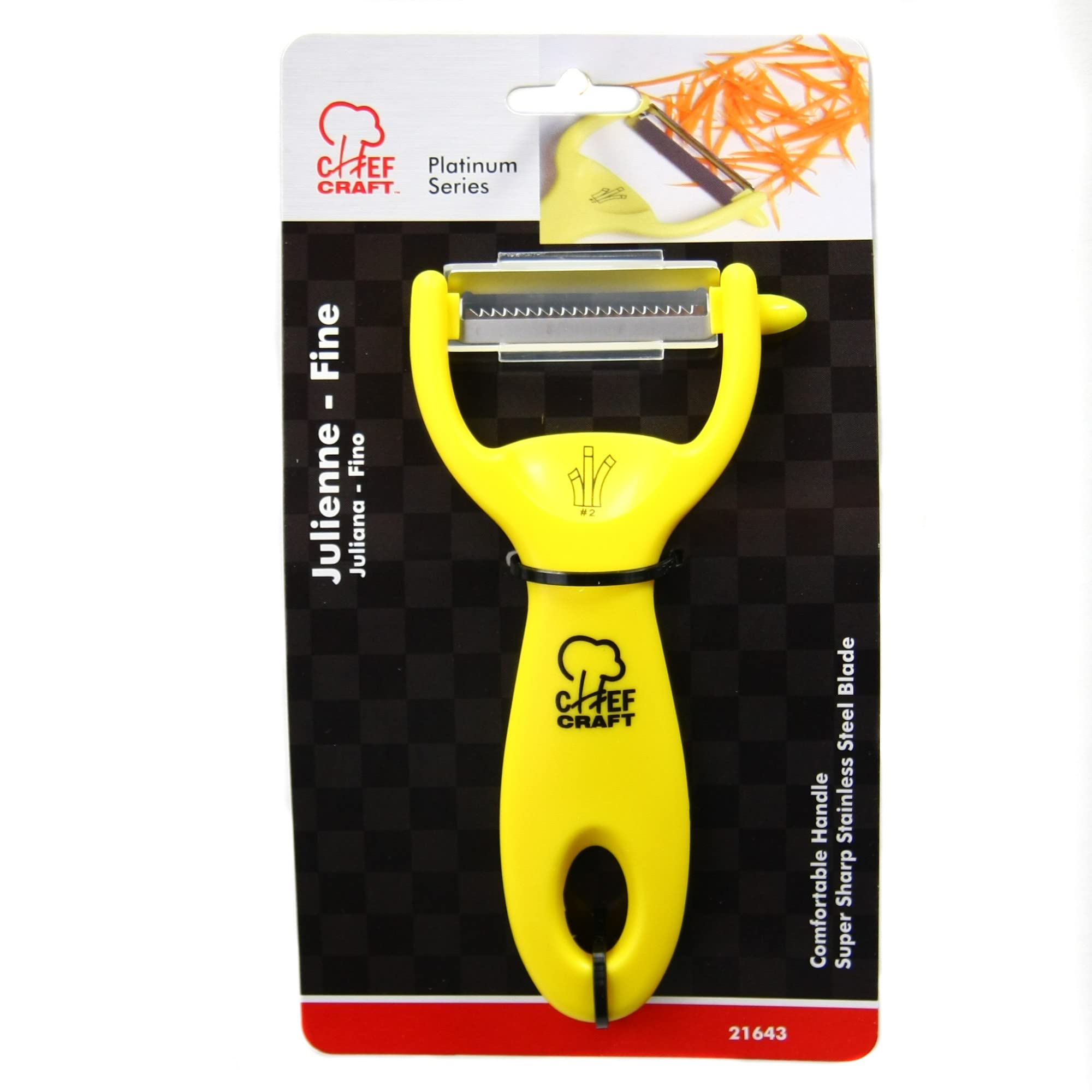 Chef Craft Classic Stainless Steel Blade with Plastic Handle Julienne Fine Grater, 5.5 inch, Yellow