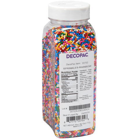 DecoPac Bright Rainbow Sprinkles | Extra Large 26oz Pack | Cake Sprinkle Mix, Fancy Sprinkles For Cake Decorating, Handheld Container, Candy Sprinkles, Cake Sprinkles - Bright Rainbow