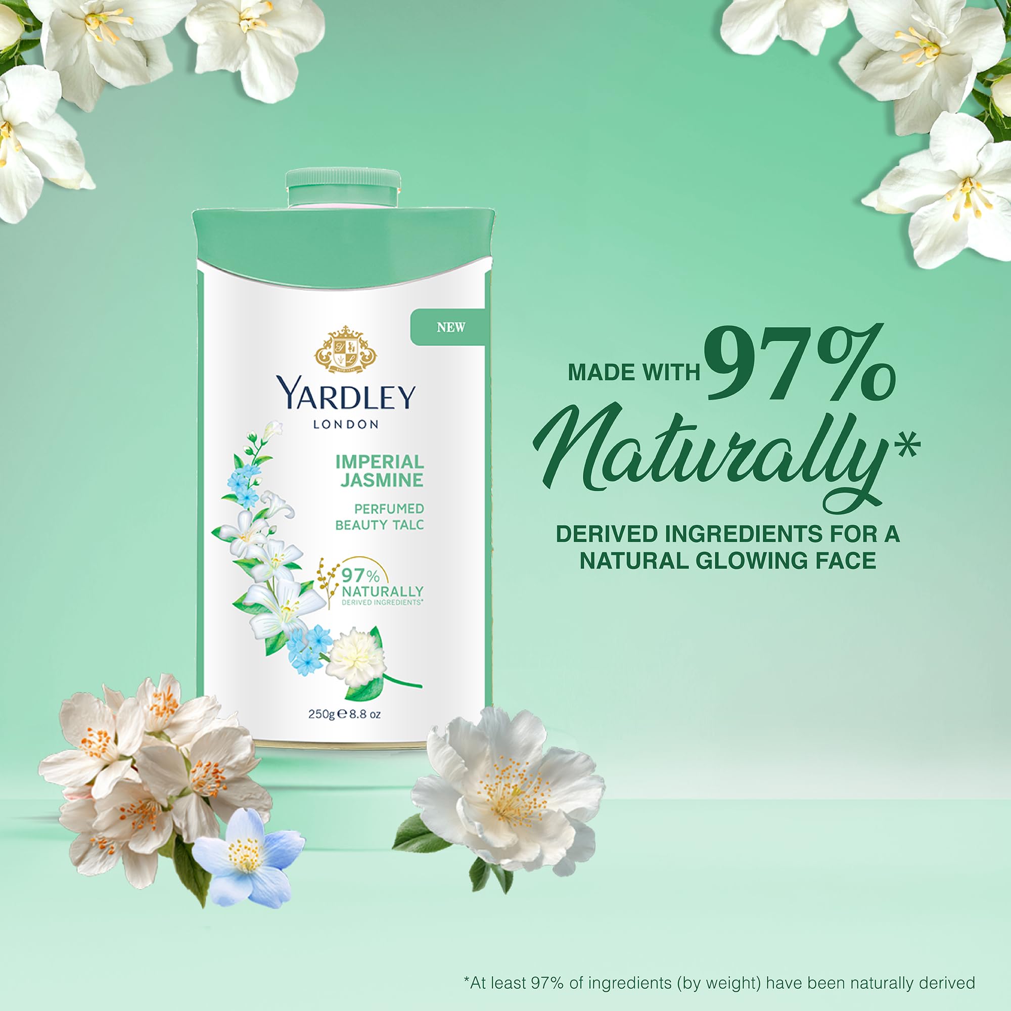 Yardley London Jasmine Perfumed Talcum Powder - 250 g. 8.8 oz, Deodorizing Talc