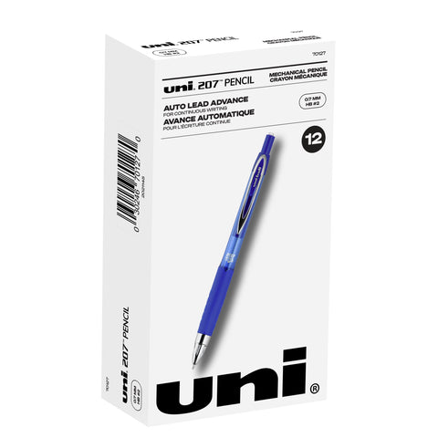 uni-ball 207 Mechanical Pencil, 0.7mm, HB #2, Blue Barrel, 12 Count