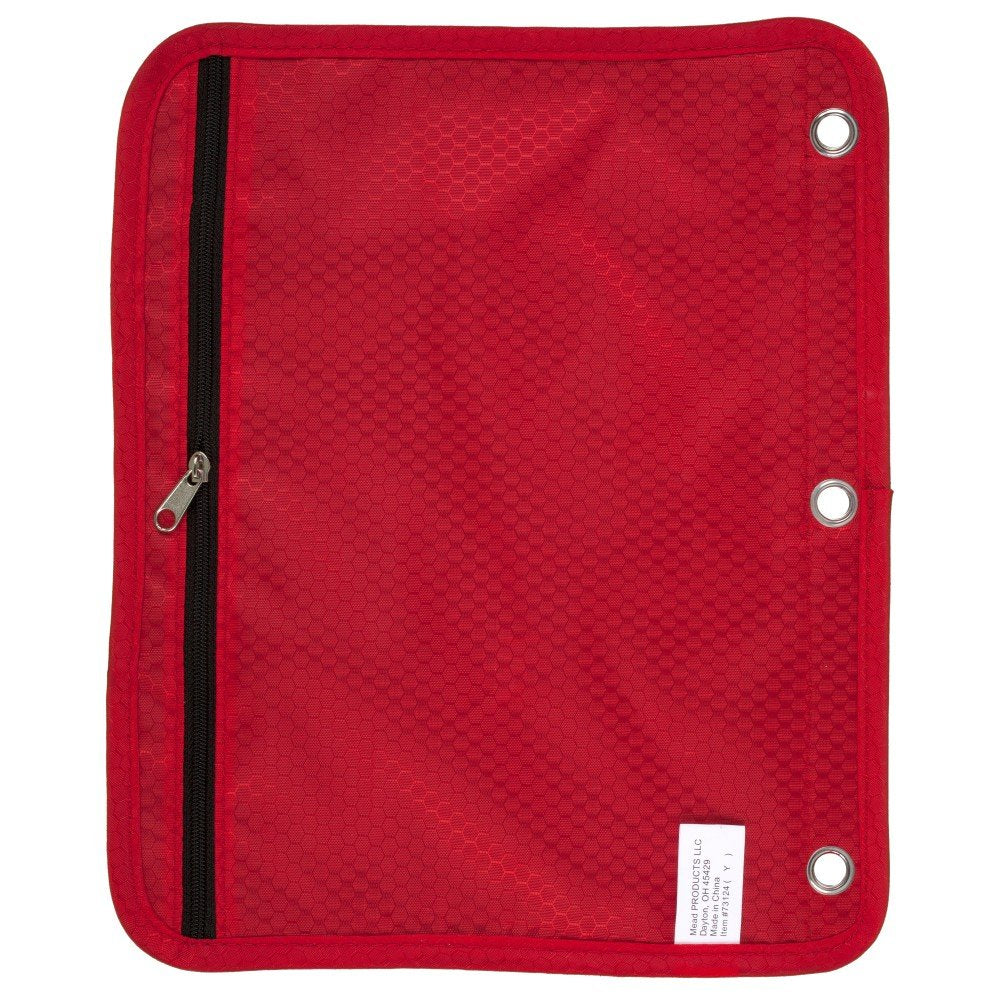 Five Star Zipper Pouch, Pencil Pouch, Pen Holder, Fits 3 Ring Binders, Red / Gray (50642BE7)