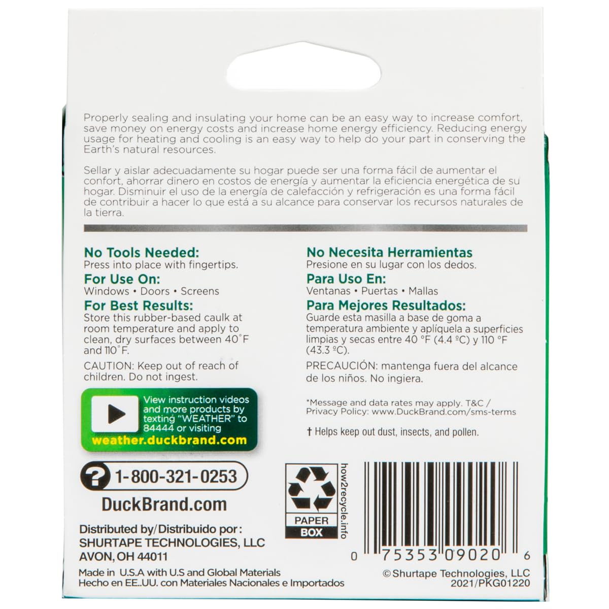 Duck Brand Press to Seal Rope Caulk, White, 1/8-Inch Wide x 35-Feet Long, Single Roll, 283580