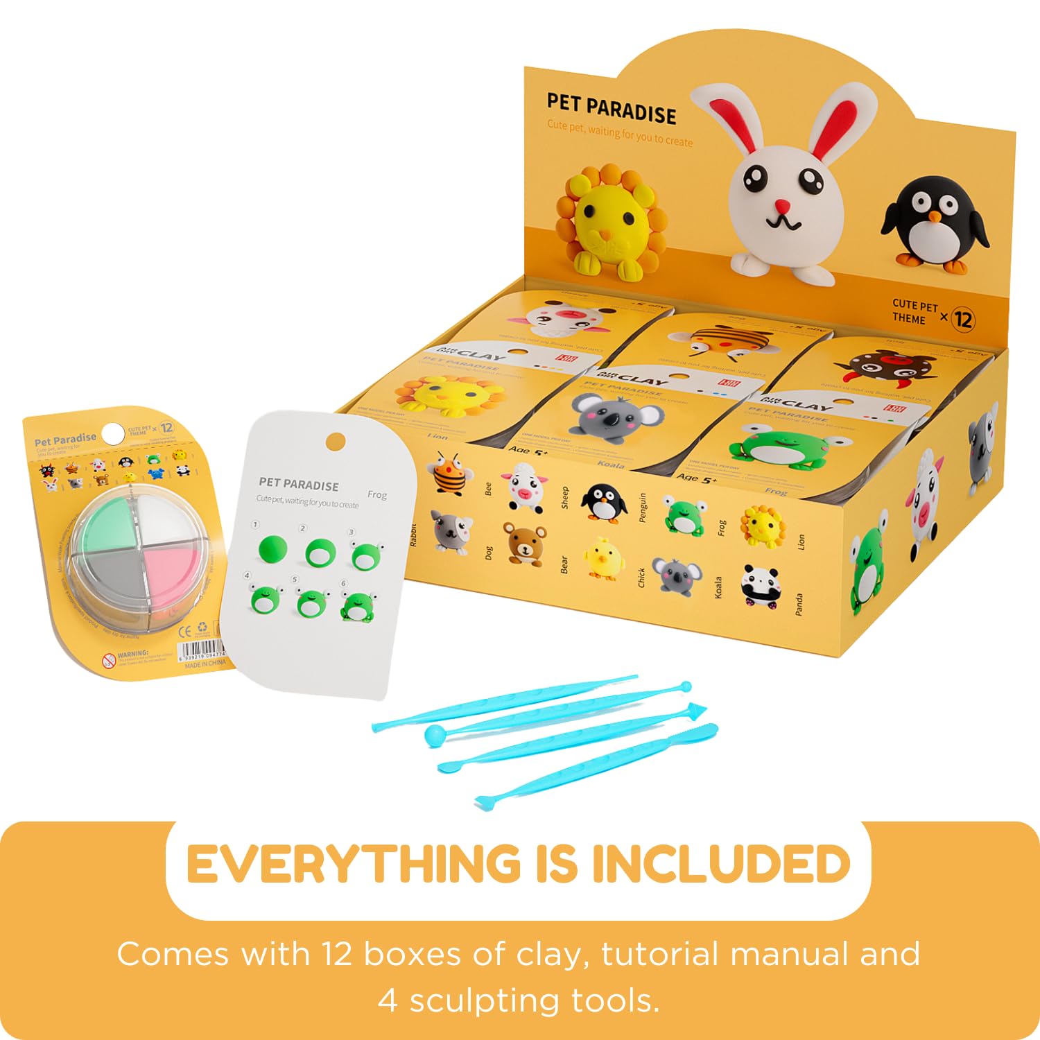 LOUFOR Air Dry Clay Kits - Modeling Clay for Kids, Ultra Light & Soft, Safe & Non-Toxic, DIY Air Dry Clays Kit with Sculpting Tools and Tutorials, Creatible Art Crafts Toys Gifts for Boys Girls