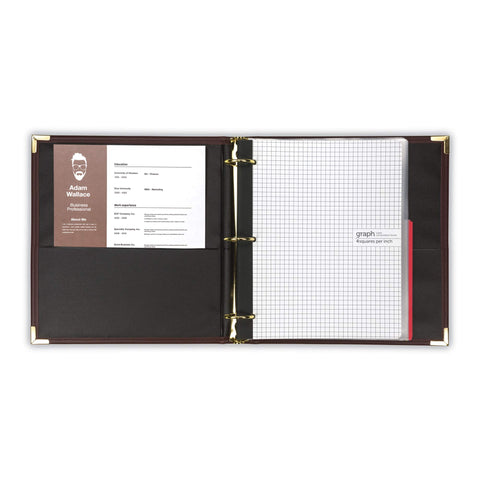 Samsill Classic Collection Leather 3 Ring Binder, Executive Presentation Portfolio, 1.5 Inch (Holds 325 Sheets), Brass Round Ring, Burgundy