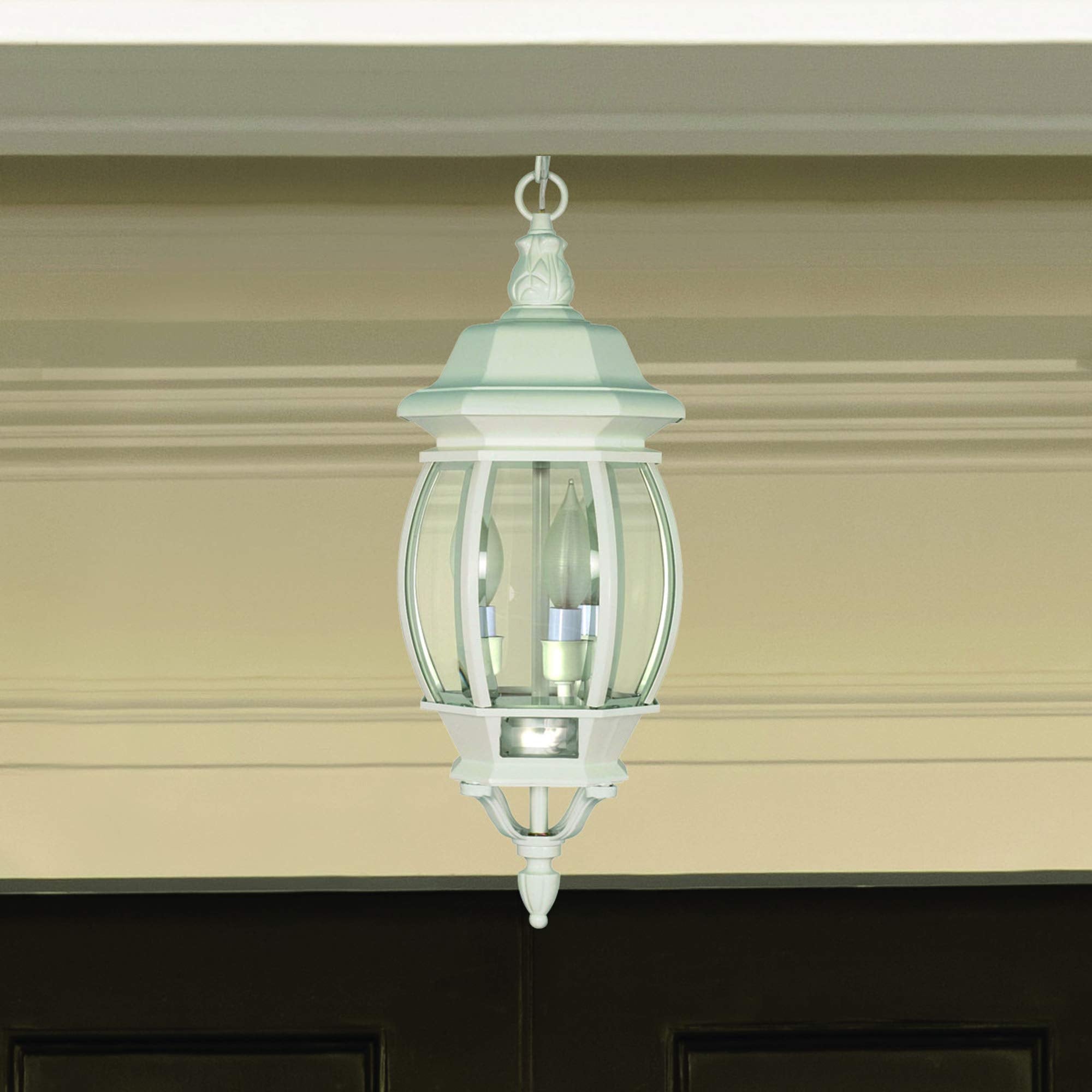 Nuvo Lighting 60/894 Traditional Three Light Hanging Lantern from Central Park Collection in White Finish