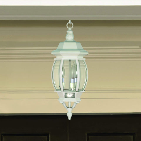Nuvo Lighting 60/894 Traditional Three Light Hanging Lantern from Central Park Collection in White Finish