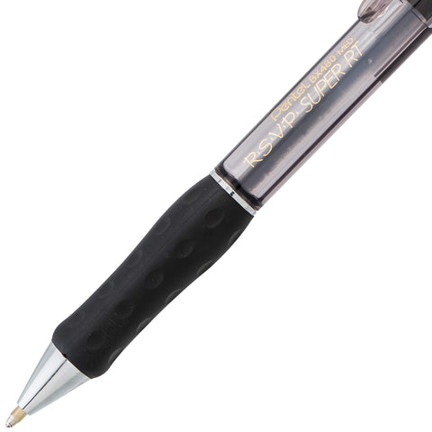 Pentel RSVP Super RT Ballpoint Pen, (1.0mm) Medium Line, Black Ink, Pack of 2 (BX480BP2A)