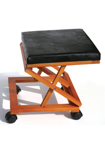 Rolling Adjustable Solid Wood Fold-A-Way Leather Cushion Foot Rest