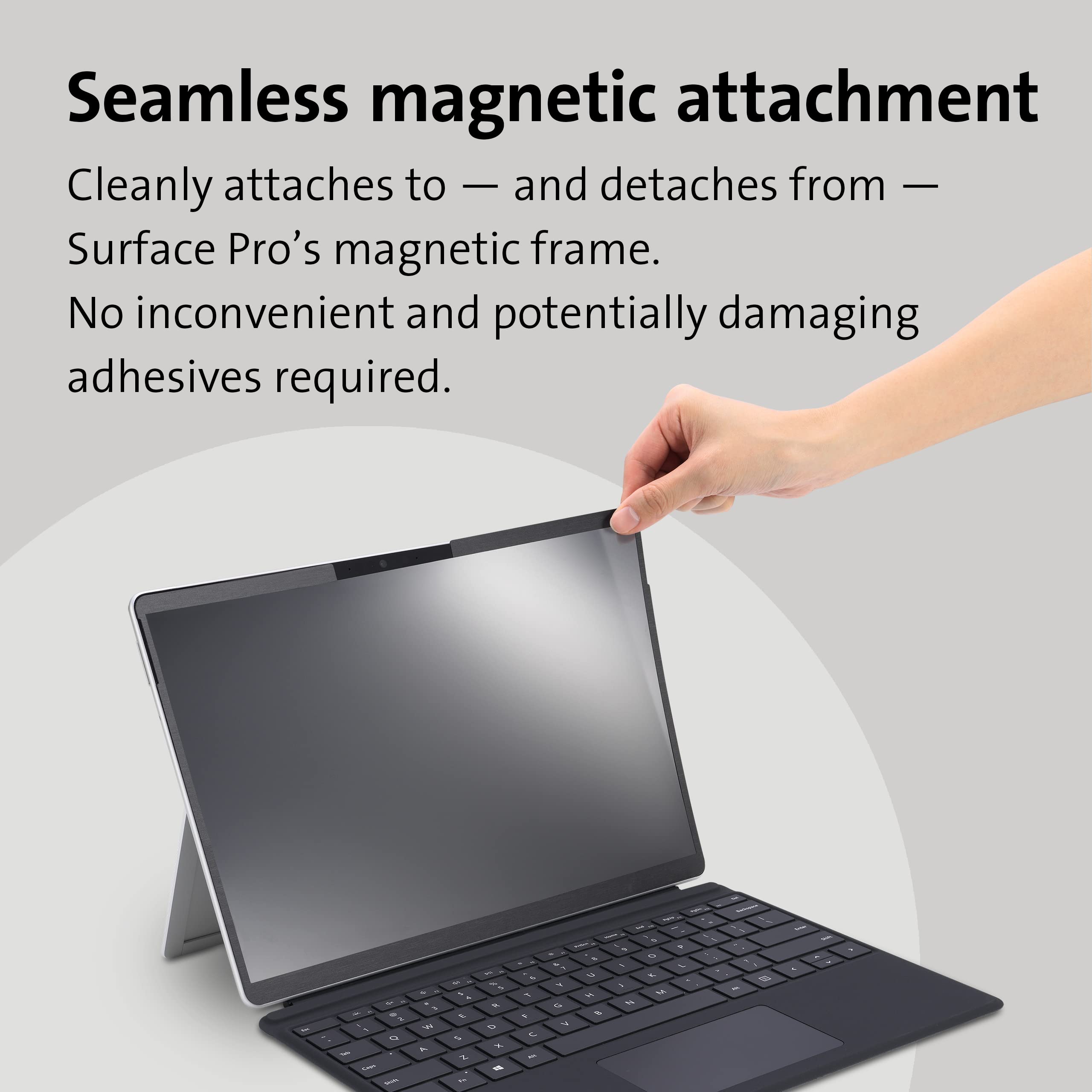Kensington Surface Pro 11, 10, X, 9 & 8 Magnetic Privacy Screen, Removable Privacy Filter for 13 inch Surface Pro, Touch Screen and Surface Pen enabled for Microsoft Laptops (K51700WW)