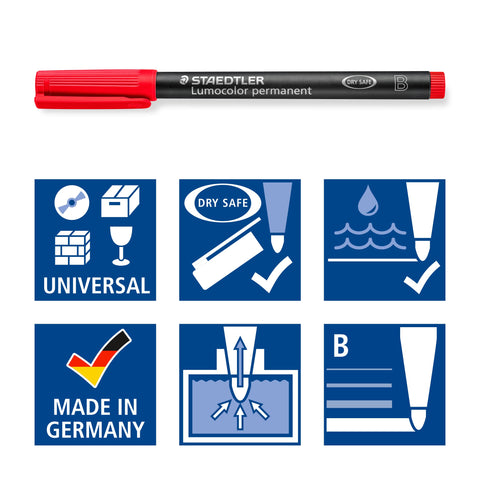 STAEDTLER 314-9 Lumocolor Bold Permanent Universal Pen B, Pack of 10, Black, 314-9 VE