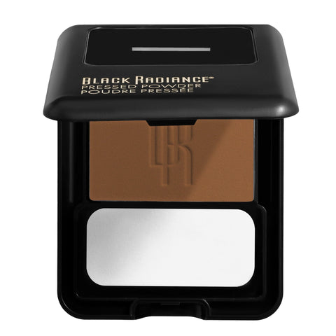 Black Radiance Pressed Powder, Pigment-Rich Matte Finish for Medium Skin Tones, Oil-Absorbing Compact with Mirror & Sponge - Bronze Glow