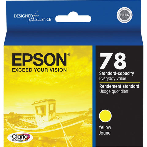 EPSON 78 Claria Hi-Definition Ink Standard Capacity Yellow Cartridge (T078420) Works with Artisan 50, Photo R260, R280, R380, RX580, RX595, RX680